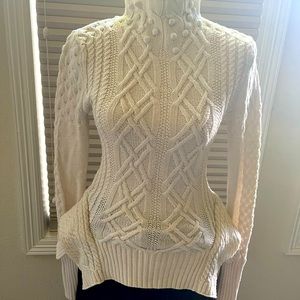 BCBG Maxazria Size Small Cream Cable Sweater with Flare waist